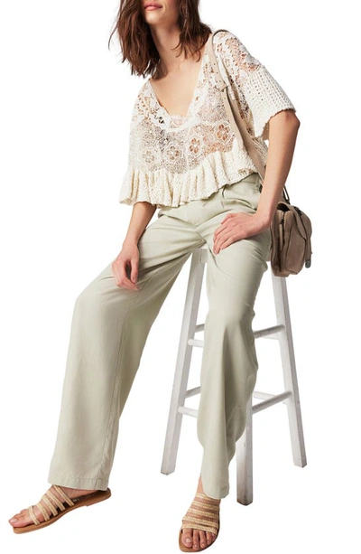 Shop Free People Falling Out Straight Leg Trousers In Alfalfa