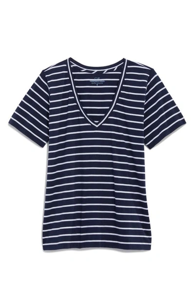 Shop Vineyard Vines Clean Jersey V-neck T-shirt In Stripe - Navy/ White
