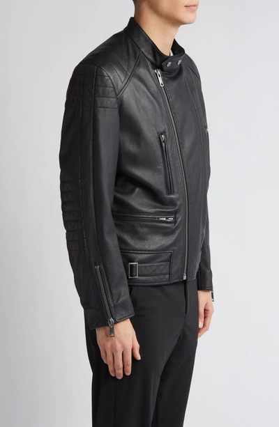 Shop Hugo Boss Lewis Leather Jacket In Black