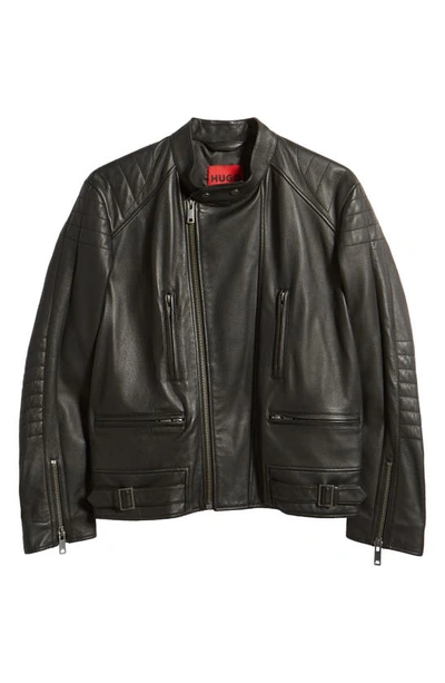 Shop Hugo Boss Lewis Leather Jacket In Black