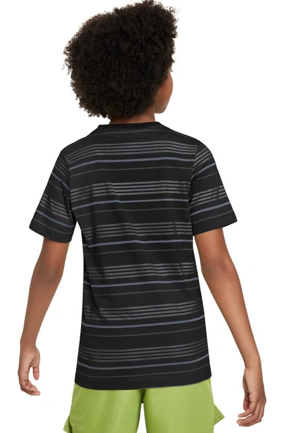 Shop Nike Kids' Sportswear Stripe Cotton Logo T-shirt In Black/ Ashen Slate