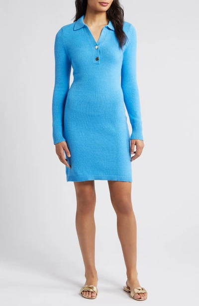 Shop Lilly Pulitzer Lizona Long Sleeve Sweater Dress In Lunar Blue