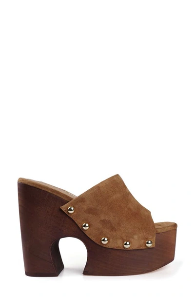 Zigi Atlas Platform Slide Sandal In Tan Suede
