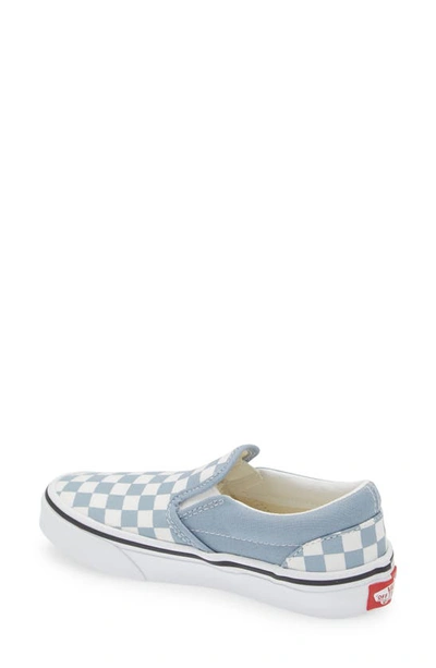 Shop Vans Kids' Classic Slip-on Sneaker In Checkerboard Dusty Blue