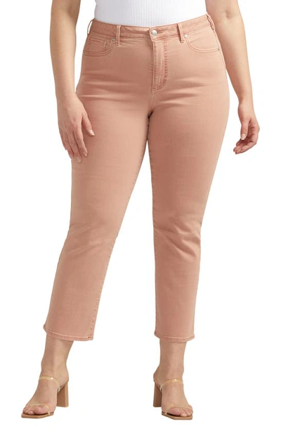 Shop Silver Jeans Co. Isbister Garment Dyed High Waist Straight Leg Jeans In Dusty Coral