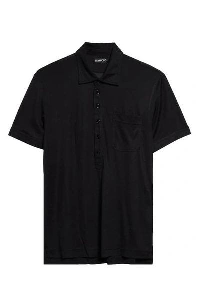 Shop Tom Ford Silk Jersey Polo In Black