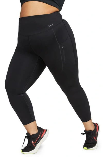 Shop Nike Go Firm Support High Waist 7/8 Pocket Leggings In Black/ Black