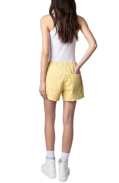 Shop Zadig & Voltaire Pax Crumpled Leather Shorts In Shea