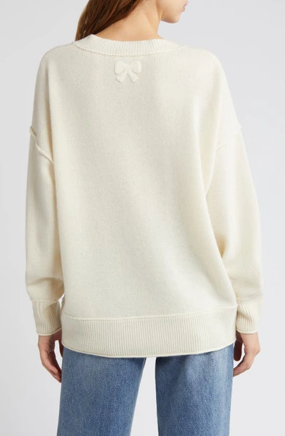 Shop Loveshackfancy Perrine V-neck Cashmere Sweater In Cream