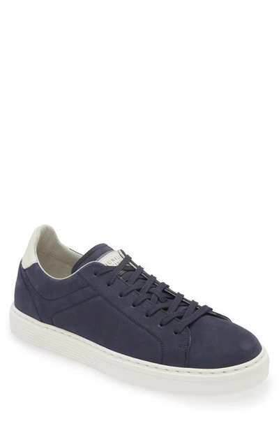Brunello Cucinelli Nubuck-leather Low-top Sneakers In Blue