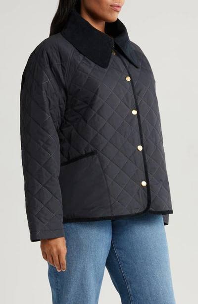 Shop Barbour Gosford Velvet Collar Quilted Jacket In Dark Navy