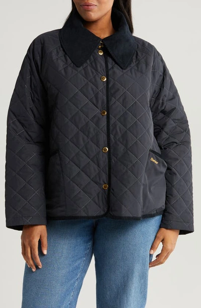 Shop Barbour Gosford Velvet Collar Quilted Jacket In Dark Navy