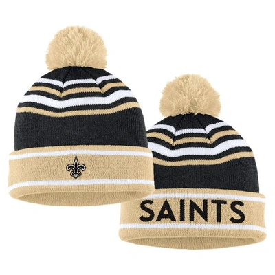 Shop Wear By Erin Andrews Black New Orleans Saints Colorblock Cuffed Knit Hat With Pom And Scarf Set