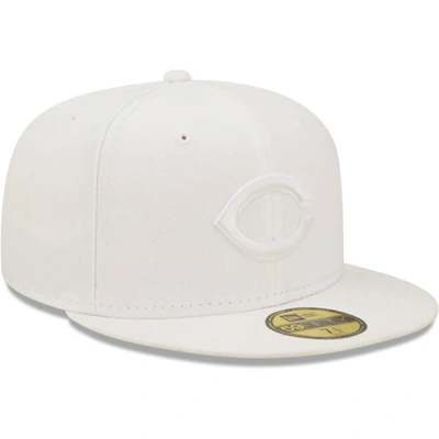 Shop New Era Cincinnati Reds White On White 59fifty Fitted Hat