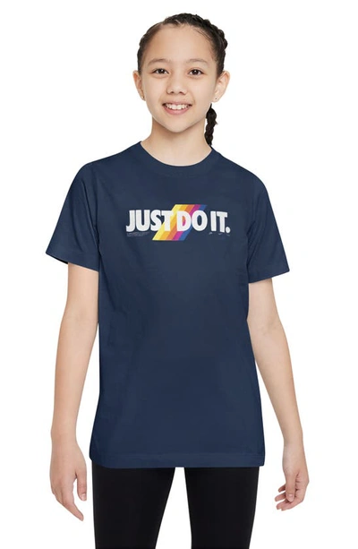 Shop Nike Kids' Sportswear Just Do It Graphic T-shirt In Midnight Navy