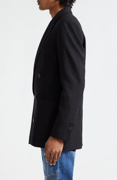 Shop Balmain Monogram Wool Jacquard Sport Coat In Black