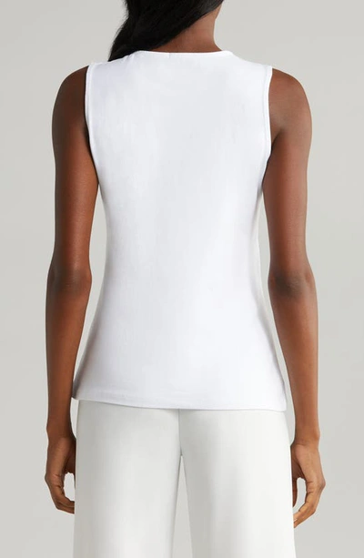 Halogen Sleeveless Stretch Cotton Knit Shell Top In Bright White