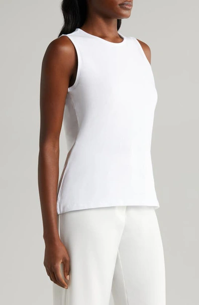 Shop Halogen (r) Sleeveless Stretch Cotton Knit Shell Top In Bright White