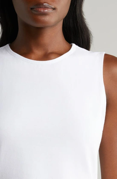 Halogen Sleeveless Stretch Cotton Knit Shell Top In Bright White