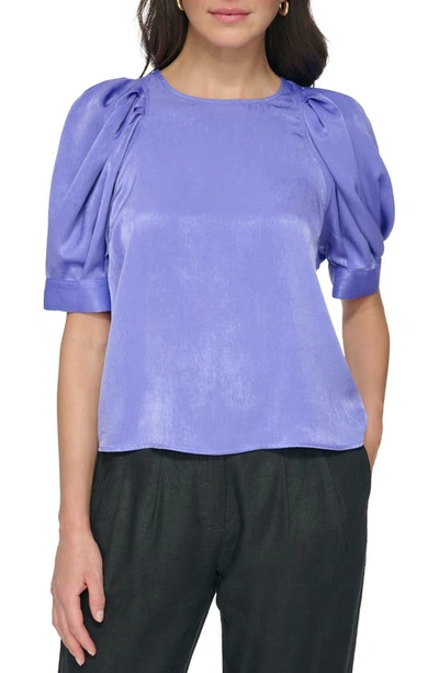 Shop Dkny Puff Sleeve Satin Blouse In Very Peri