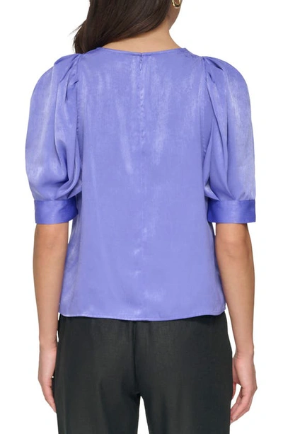 Shop Dkny Puff Sleeve Satin Blouse In Very Peri