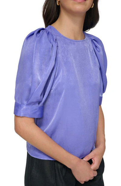 Shop Dkny Puff Sleeve Satin Blouse In Very Peri