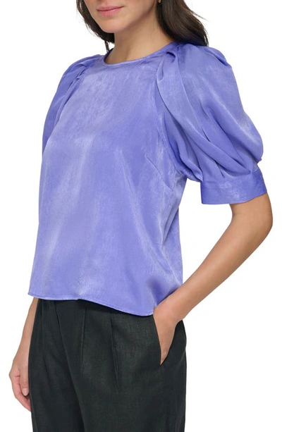 Shop Dkny Puff Sleeve Satin Blouse In Very Peri