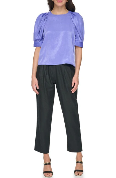 Shop Dkny Puff Sleeve Satin Blouse In Very Peri