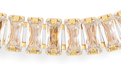 Shop Covet Baguette Cz Chain Slider Bracelet In Gold