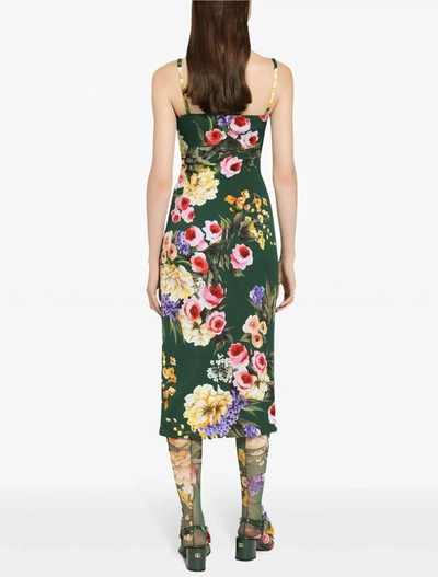 Dolce & Gabbana Floral Silk-blend Cady Midi Dress In Green