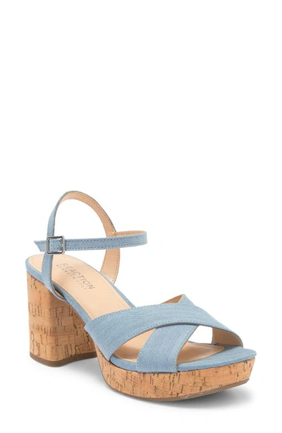 Kenneth Cole Reaction Women's Reeva Platform Heeled Dress Sandals In Denim Fabric