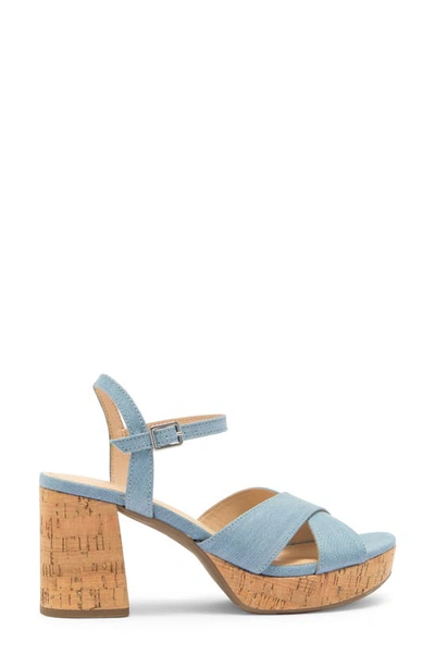 Kenneth Cole Reaction Women's Reeva Platform Heeled Dress Sandals In Denim Fabric