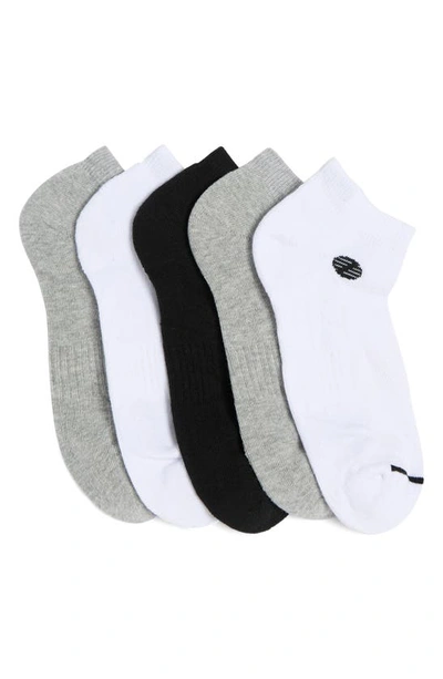 Shop Z By Zella Sport 5-pack Ankle Socks In White -grey Multi