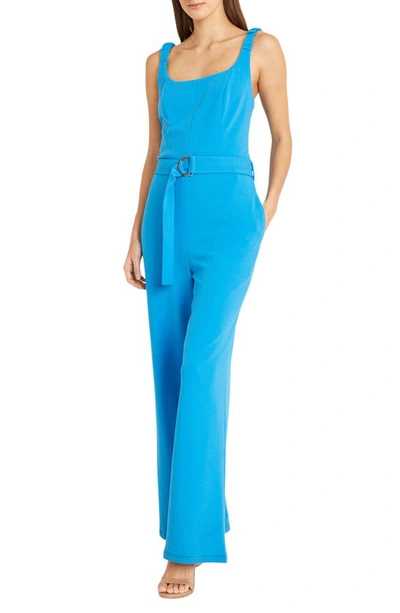 Shop Donna Morgan For Maggy Square Neck Jumpsuit In Brilliant Blue