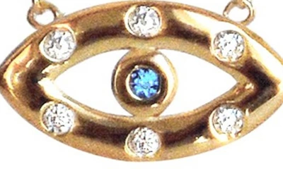 Shop Liza Schwartz 18k Gold Plate Sterling Silver Cz Evil Eye Pendant Necklace In Gold/sapphire