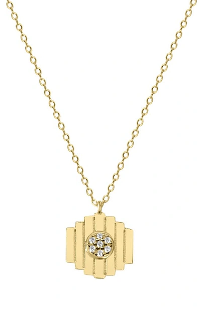 Shop Liza Schwartz Cz Pave Pillar Pendant Necklace In Gold