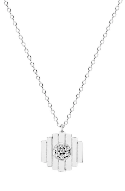 Shop Liza Schwartz Cz Pave Pillar Pendant Necklace In Silver