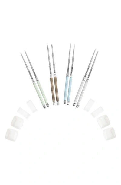 French Home 12-piece Assorted Chopsticks, Rests & Sauce Bowls In Pearlized Multicolor