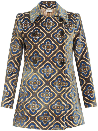 Shop Etro Coats Blue