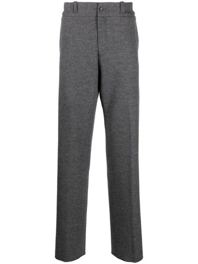 Shop Lanvin Trousers In Dark Grey Melange