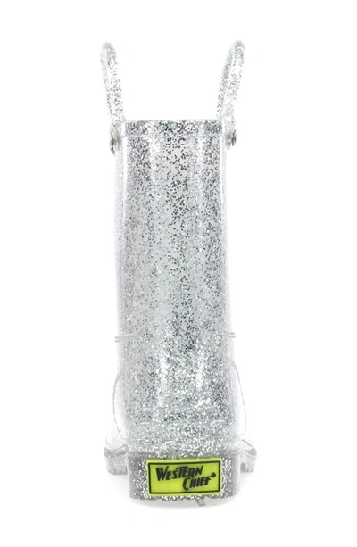 Shop Western Chief Glitter Waterproof Rain Boot In Silver