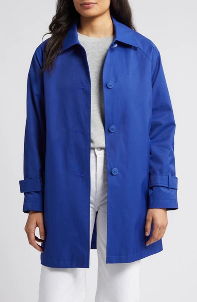 Shop Via Spiga Balmacain Water Repellent Cotton Blend Coat In Positano Blue