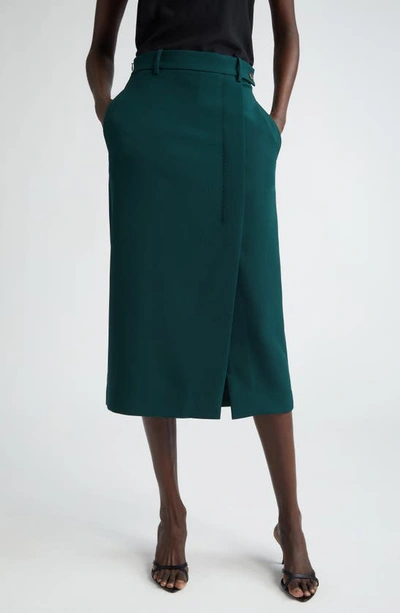 St John Stretch Cady Midi Skirt In Spruce