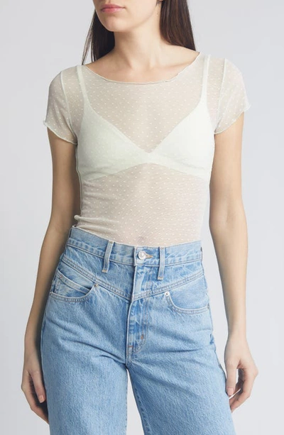 Shop Free People On The Dot Mesh Baby Tee In Lightest Sky
