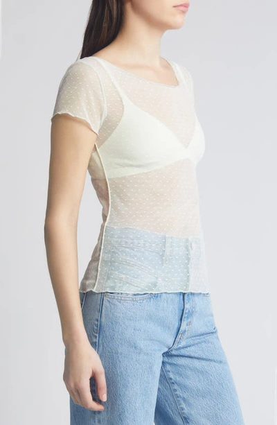 Shop Free People On The Dot Mesh Baby Tee In Lightest Sky