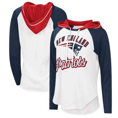 Shop G-iii Sports By Carl Banks G-iii 4her By Carl Banks White New England Patriots Mvp Raglan Hoodie Long Sleeve T-shirt