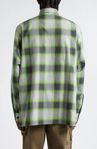 Shop Givenchy Plaid Oversize Button-up Shirt In Grey/ Green