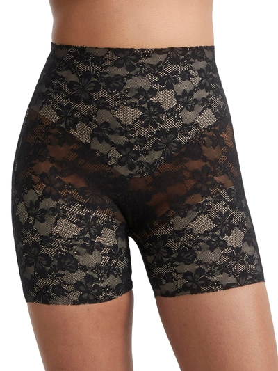 Shop Bare Women's The Lace Smoothing Mid-thigh Shaper In Black