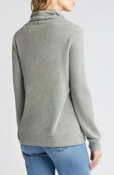 Shop Loveappella Cowl Neck Pullover In Olive