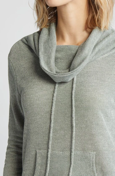 Shop Loveappella Cowl Neck Pullover In Olive